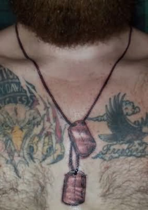 Man With Eagle Head And Neck Chain Tattoo